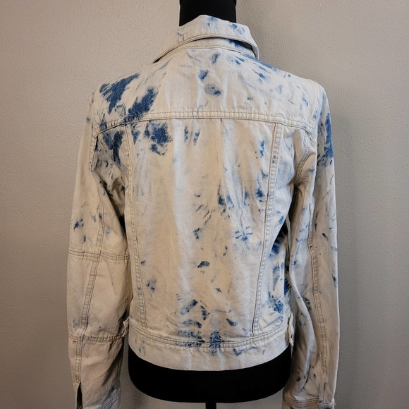 Free People NWT Rumors Acid Wash Denim Button‎ Jacket Jones Tie Dye Blue Small - Picture 9 of 14